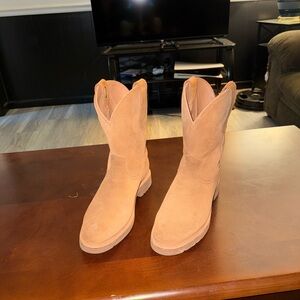 Tecovas Tan Suede Cowboy Boots